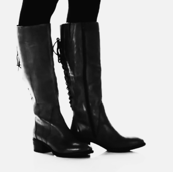 Corset-Style Steve Madden Black Leather Boots - Picture 8 of 8